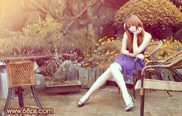 Photoshop为外景美女图片打造出唯美的橙褐色